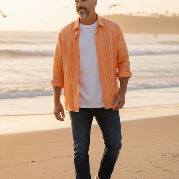 Tommy Bahama Other - Tommy Bahama Men's Orange Casual Button Down Shirt